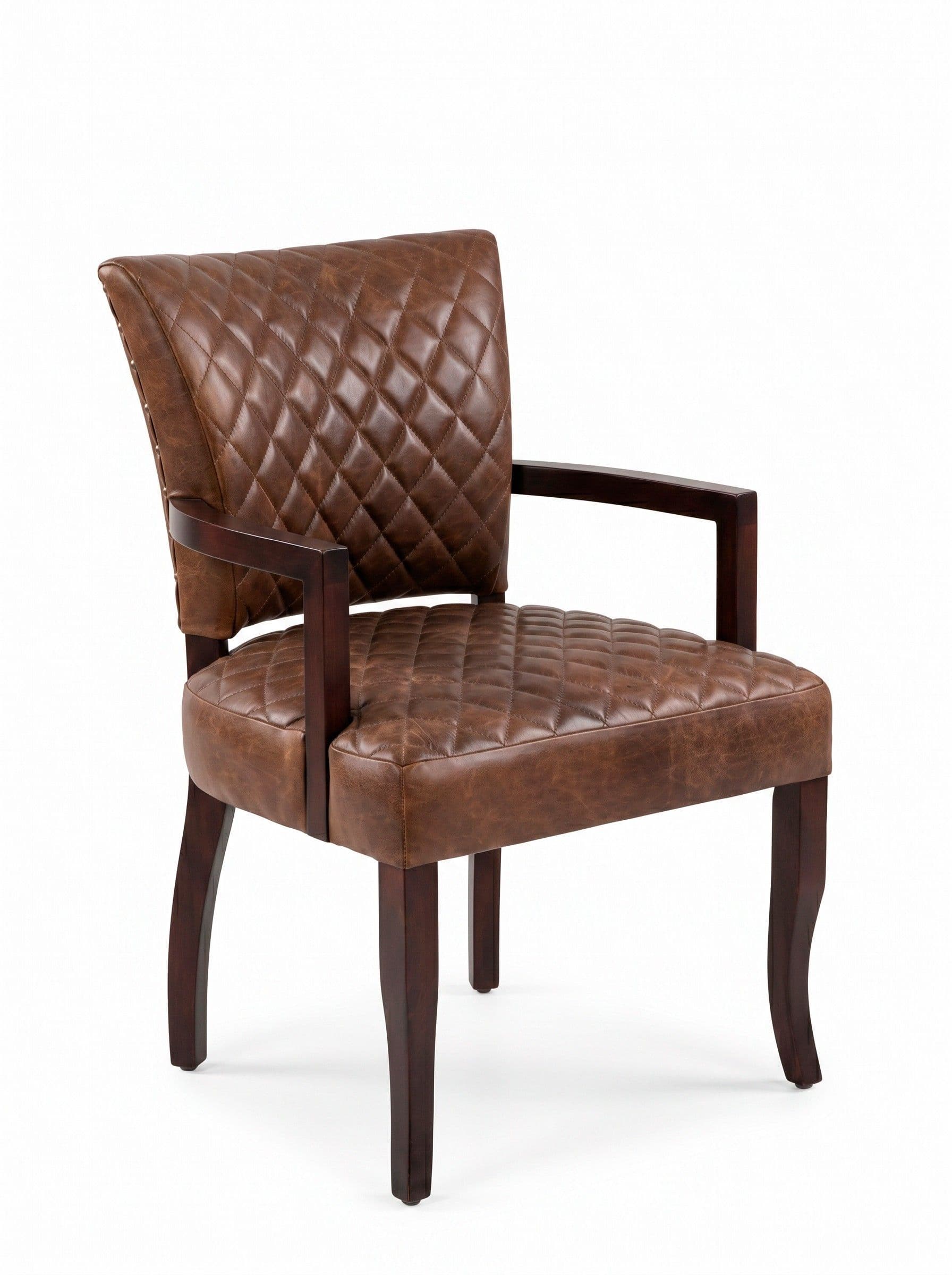 SILLA TORINO CON APOYABRAZO CUERO HABANO MATELASE